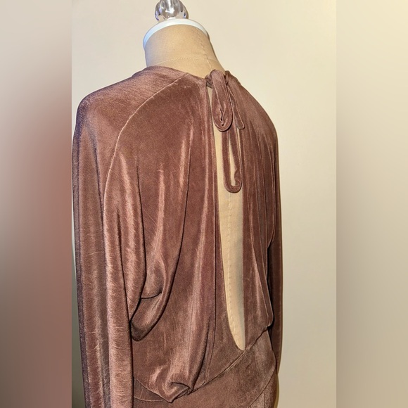 Jaide / J Luxe Sexy Plunging Velvet Maxi Gown Small - chocolate brown - Picture 5 of 8